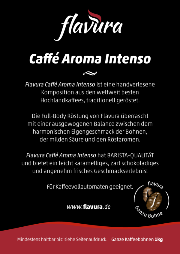 Hotelkaffee: Kaffeerösterei Flavura: Hotel Kaffee für Hotels: Flavura Caffé Aroma Intenso für Kaffeeautomaten und Kaffeevollautomaten