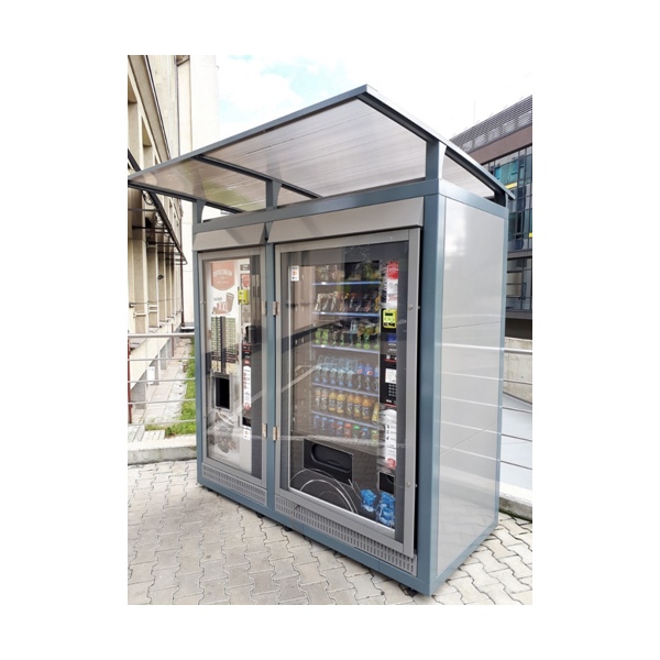 Wetterfeste Outdoor Umhausung & Verkleidung aus Metall für Vending Automaten & Automatenstationen by Flavura